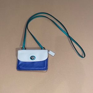 Coach Colorblock Dylan Crossbody Purse Blue White Green Strap